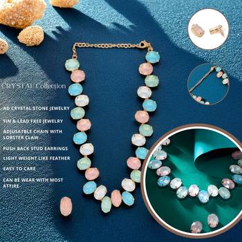 18 k gold plated light multi color crystal ad gemstone-studded jewelry set 3
