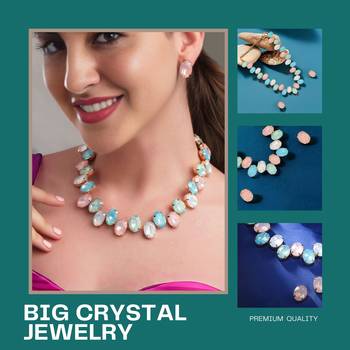 18 k gold plated light multi color crystal ad gemstone-studded jewelry set 5