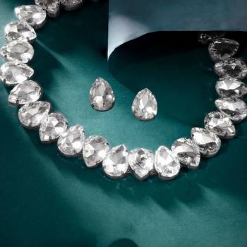 rhodium plated white color crystal ad gemstone-studded jewelry set 2