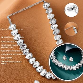rhodium plated white color crystal ad gemstone-studded jewelry set 3