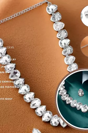 rhodium plated white color crystal ad gemstone-studded jewelry set