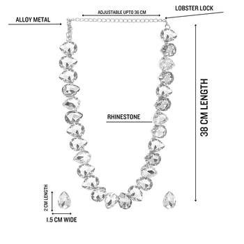 rhodium plated white color crystal ad gemstone-studded jewelry set 4