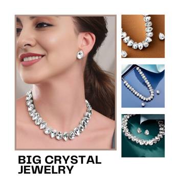 rhodium plated white color crystal ad gemstone-studded jewelry set 5
