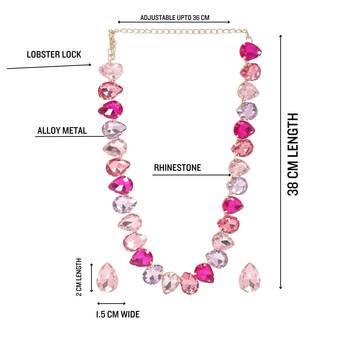 18 k gold plated pink& purple color crystal ad gemstone-studded jewelry set 4