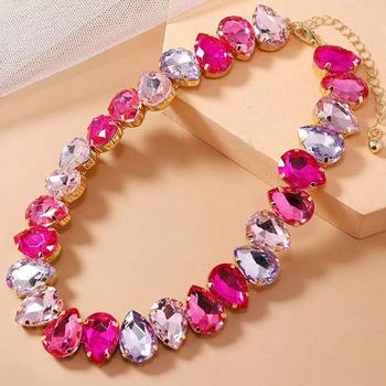 18 k gold plated pink& purple color crystal ad gemstone-studded jewelry set 5