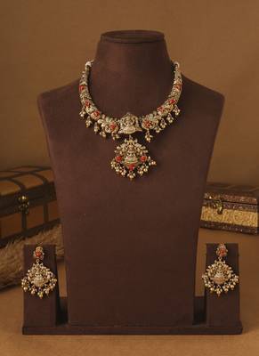 Floral Lakshmi Blossom Necklace Set" 5