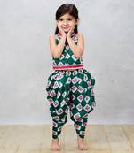 Multicolor printed top with dhoti