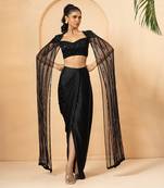 Black modal satin and net co-ord set