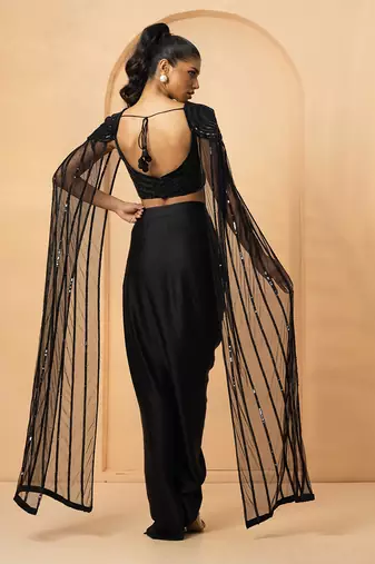 Black modal satin and net co-ord set