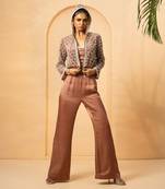 Mettalic rose gold modal satin and net co-ord set