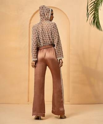 Mettalic rose gold modal satin and net co-ord set 5