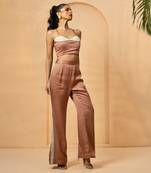 Mettalic rose gold modal satin co-ord set
