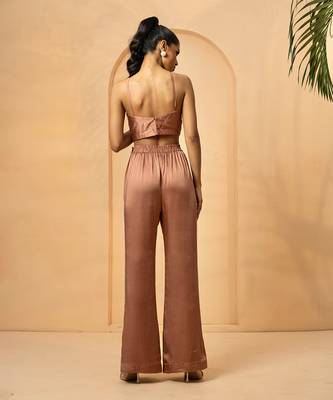 Mettalic rose gold modal satin co-ord set 3