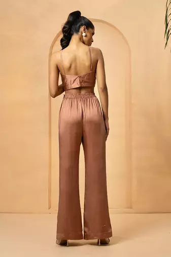 Mettalic rose gold modal satin co-ord set