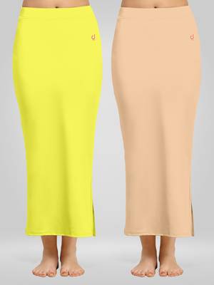 Trendmalls Solid Nylon Soft Petticoat Skirts for Women Saree Shape Wear 2 Piece 1