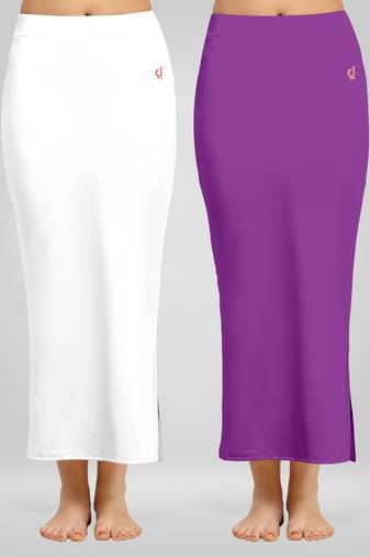 Solid Nylon Soft Petticoat Skirts for Women Saree Shape Wear 2 Piece