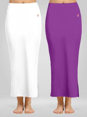 Trendmalls Solid Nylon Soft Petticoat Skirts for Women Saree Shape Wear 2 Piece 1