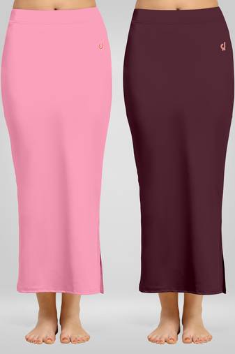 Solid Nylon Soft Petticoat Skirts for Women Saree Shape Wear 2 Piece