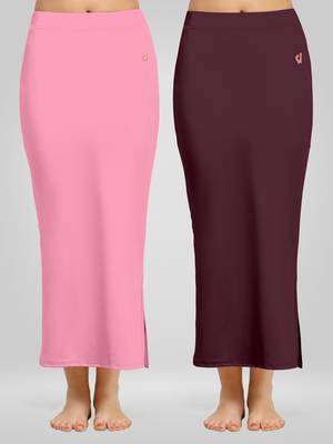 Trendmalls Solid Nylon Soft Petticoat Skirts for Women Saree Shape Wear 2 Piece 1