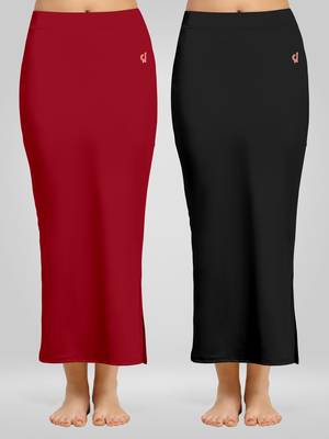 Trendmalls Solid Nylon Soft Petticoat Skirts for Women Saree Shape Wear 2 Piece 1