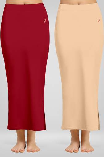 Solid Nylon Soft Petticoat Skirts for Women Saree Shape Wear 2 Piece