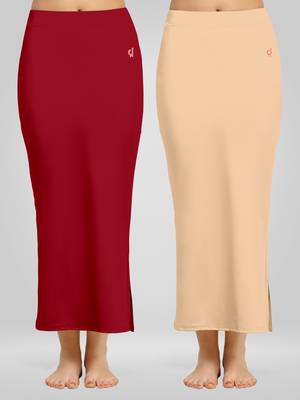 Trendmalls Solid Nylon Soft Petticoat Skirts for Women Saree Shape Wear 2 Piece 1