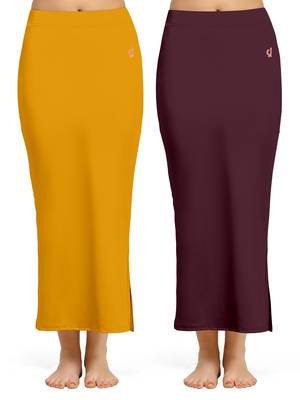Trendmalls Solid Nylon Soft Petticoat Skirts for Women Saree Shape Wear 2 Piece 1