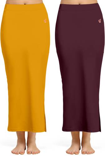 Solid Nylon Soft Petticoat Skirts for Women Saree Shape Wear 2 Piece