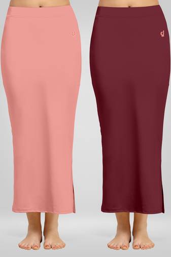 Solid Nylon Soft Petticoat Skirts for Women Saree Shape Wear 2 Piece