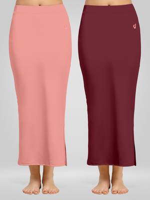 Trendmalls Solid Nylon Soft Petticoat Skirts for Women Saree Shape Wear 2 Piece 1