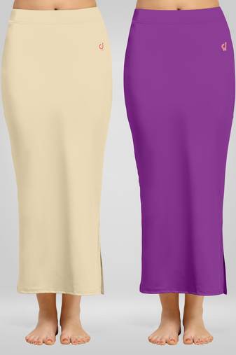 Solid Nylon Soft Petticoat Skirts for Women Saree Shape Wear 2 Piece