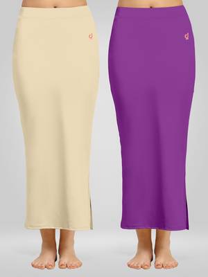 Trendmalls Solid Nylon Soft Petticoat Skirts for Women Saree Shape Wear 2 Piece 1