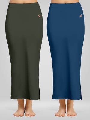Trendmalls Solid Nylon Soft Petticoat Skirts for Women Saree Shape Wear 2 Piece 1