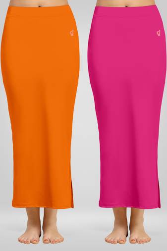 Solid Nylon Soft Petticoat Skirts for Women Saree Shape Wear 2 Piece
