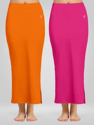 Trendmalls Solid Nylon Soft Petticoat Skirts for Women Saree Shape Wear 2 Piece 1