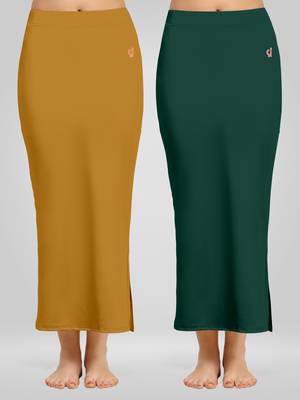 Trendmalls Solid Nylon Soft Petticoat Skirts for Women Saree Shape Wear 2 Piece 1