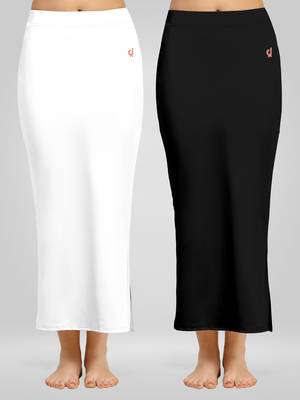 Trendmalls Solid Nylon Soft Petticoat Skirts for Women Saree Shape Wear 2 Piece 1