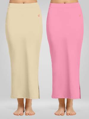 Trendmalls Solid Nylon Soft Petticoat Skirts for Women Saree Shape Wear 2 Piece 1