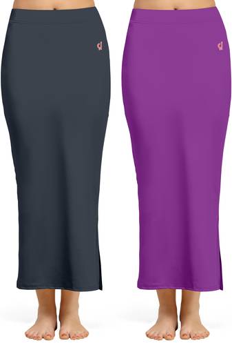 Solid Nylon Soft Petticoat Skirts for Women Saree Shape Wear 2 Piece