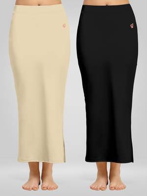 Trendmalls Solid Nylon Soft Petticoat Skirts for Women Saree Shape Wear 2 Piece 1