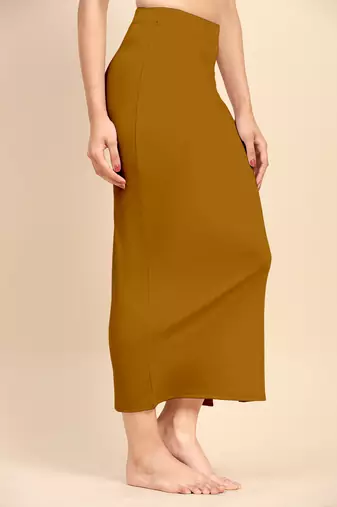 Trendmalls Brown Solid Nylon Soft Petticoat Skirt Saree Shape Wear for Women