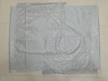 Steel Grey Banglori Silk Zari, Sequins, and thread embroidered with paper mirror work indian designer lehenga dress 6