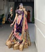 Peach and Purple Festive Lehenga Choli for Women