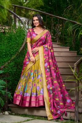 Mustard and Pink Haldi Lehenga Choli for Women 1