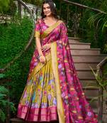 Mustard and Pink Haldi Lehenga Choli for Women