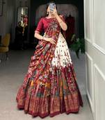 red Printed Art_Silk Lehenga Choli
