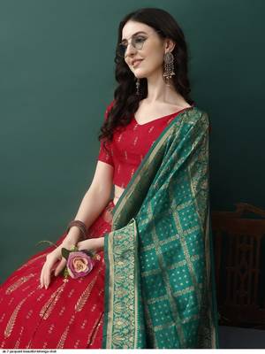 Red Woven Jacquard Lehenga Choli 4
