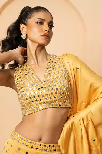 Golden Modal satin Lehenga