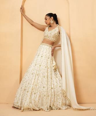 Ivory Modal satin Lehenga 1