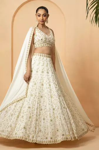 Ivory Modal satin Lehenga